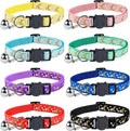 8 PCS Cat Collars with Bell Moons Stars, Reflections Cat Collar with Bells, Breakaway Cute Kitty Collar for Cats, Pet Gifts, Accessories (8 Colors)