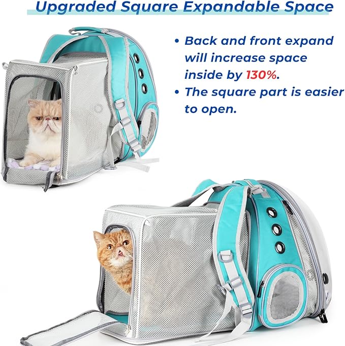 Lollimeow Expandable Cat Backpack Carrier for Large Cats & Small Dogs - Airline Approved Pet Bubble Backpack with Dual-Side Expansion, Perfect for Travel, Hiking & Outdoor Adventures, Up to 16lbs