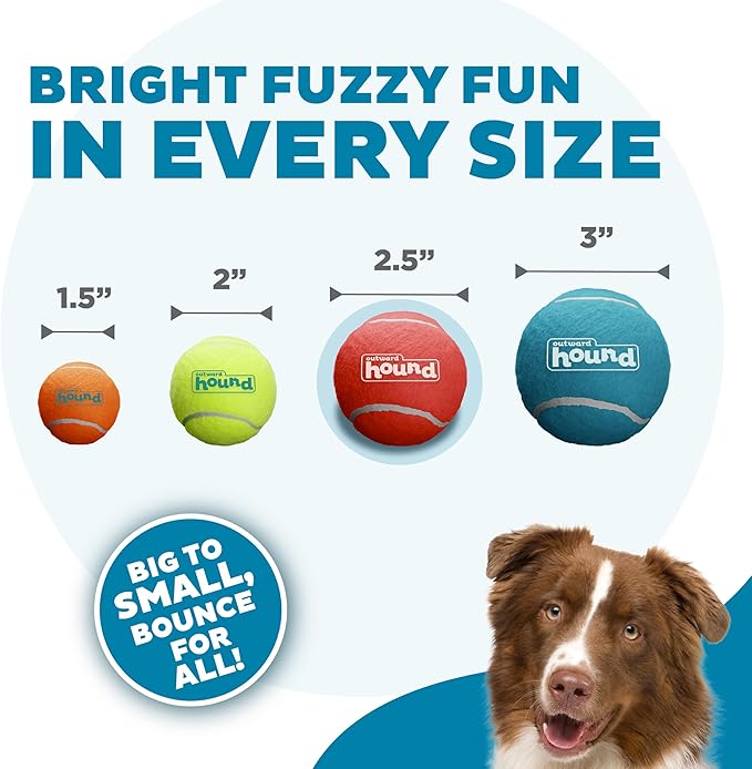 Outward Hound Squeaker Ballz – Squeaky Tennis Balls for Dogs Under 50 lbs, Interactive Dog Toy for Fetch & Training, Medium (2.5"), 4‑Pack
