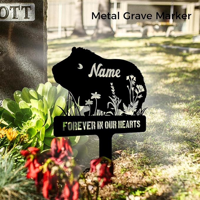 Personalized Metal Guinea Pig Memorial Stake – Custom Pet Grave Marker Tombstone Outdoor Garden Sign, Guinea Pig Remembrance Plaque, Graveside or Yard Sympathy Sign Decor, Pet Loss Gifts