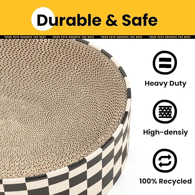 Cat Scratcher Cardboard,2 in 1 Oval Cat Scratch Pad Bowl for Indoor Kitty Grinding Claw,Round Kittens Scratching Board Corrugated Lounge Pet Beds&Furniture Protector for Sofas
