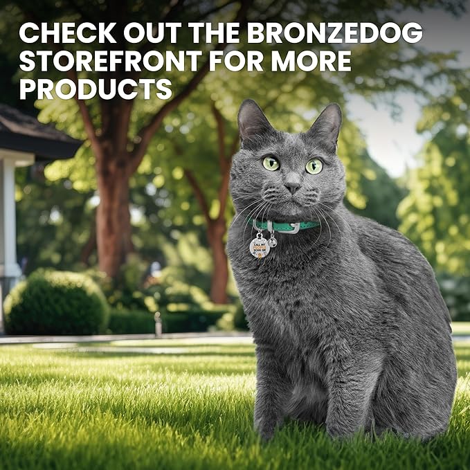 BRONZEDOG Leather Cat Collar with Removable Bells Non Breakaway Kitten QR Tag for Girl Boy (7" - 9" for Cats, Dark Brown & Silver)