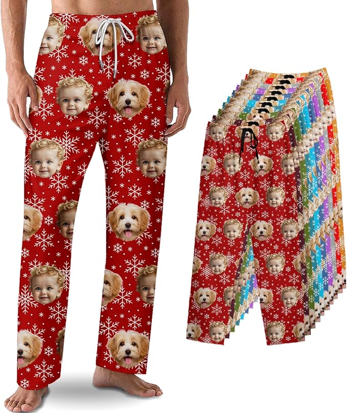 Custom Pajama Pants with Face customized PJ Pants Christmas Valentine gifts for Men Women