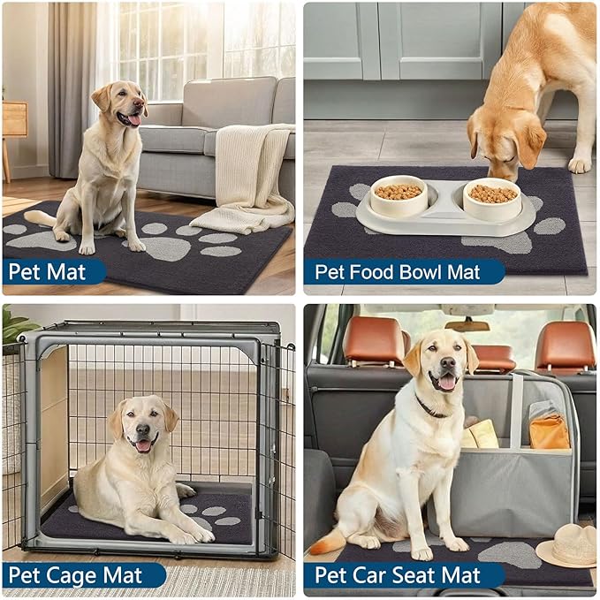 Buganda Dog Door Mat for Muddy Paws, Absorbent Dirt Trapper Washable Indoor Doormats, Non Slip Low-Profile Mud Mat for Dogs, Front Entrance Doormat for Inside Floor (59x24 Inches, Dark Grey)