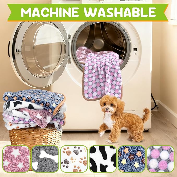 6 Pcs Dog Blanket Super Soft Pet Puppy Blankets Calming Dog Blankets for Small, Medium Large Dogs Warm Sleep Mat Washable Dog Blanket for Puppy Cat (36"×24")
