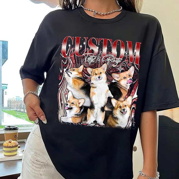 NAZENTI Custom Bootleg Rap Tee, Custom T-Shirts with Picture, Retro Custom Bootleg, Valentine's Gifts for Him Her