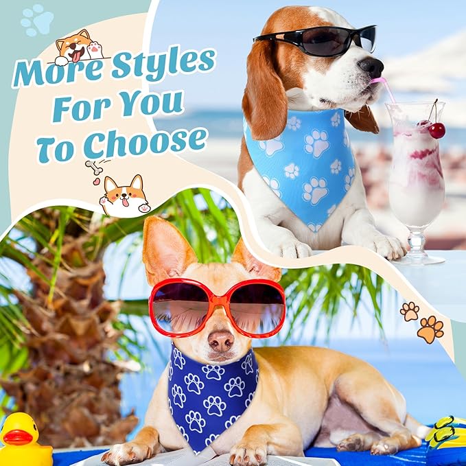 50 Pcs Blue Paw Print Dog Bandanas Bulk Animal Footprint Bandanas for Dogs Triangle Kerchief Bib Scarf Set for Pet Winter Costume Photo Props Daily Accessories Pet Shops (31.5 x 21.7 x 21.7)