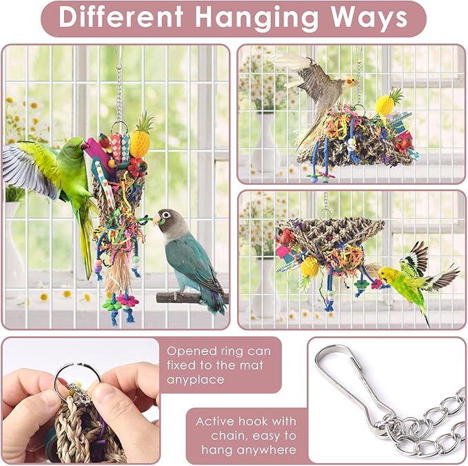 KATUMO Bird Toys, Seagrass Basket Toy with Array of Chewable Parrot Foraging for Small Medium Parrot Birds