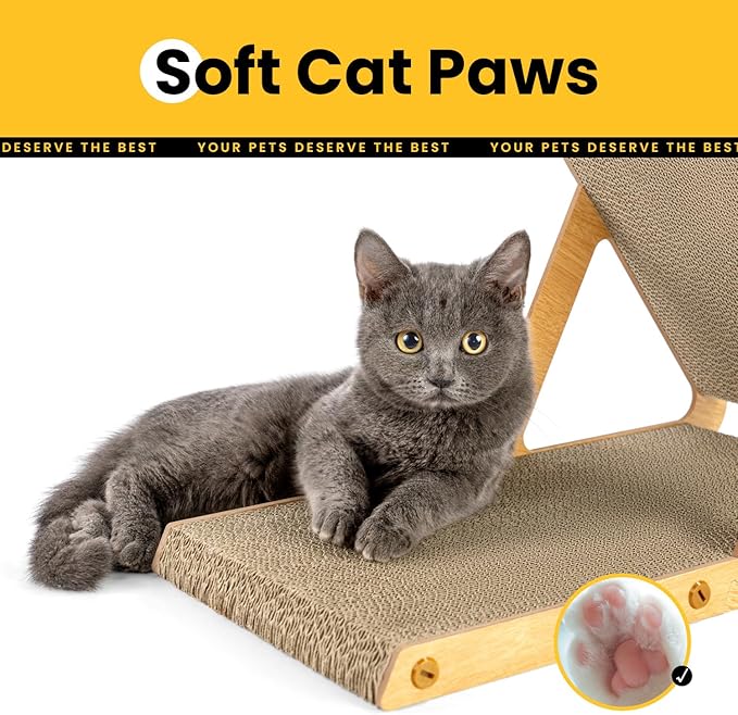 A-Frame Cat Scratcher Vertical & Horizontal Scratching pad for Multiple Cats, Double-Sided Scratch & Lounge Cardboard, Reclaimed Wood Look, Easy Assembly