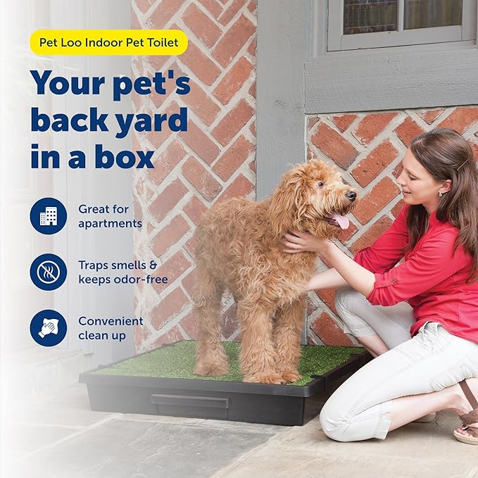 PetSafe Pet Loo Indoor Pet Toilet, Portable Dog Potty Station, Grass Pad Tray of Synthetic Grass Mat, Easy to Clean, Large