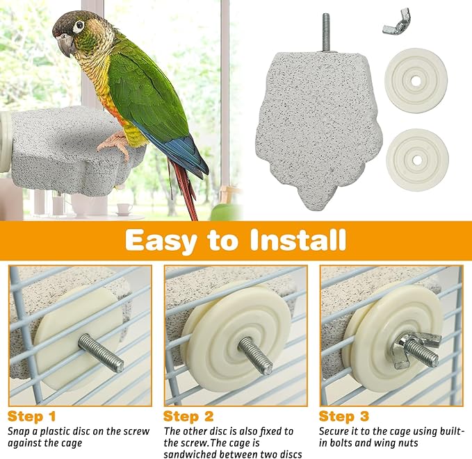 PINVNBY 8 PCS Bird Perches Calcium Parrot Perch Stand Bird Beak Grinding Stone Foot Claws Trimmer Parrot Chewing Toys Bird Cage Accessories for Budgie Cockatiel Conure Lovebird Finch