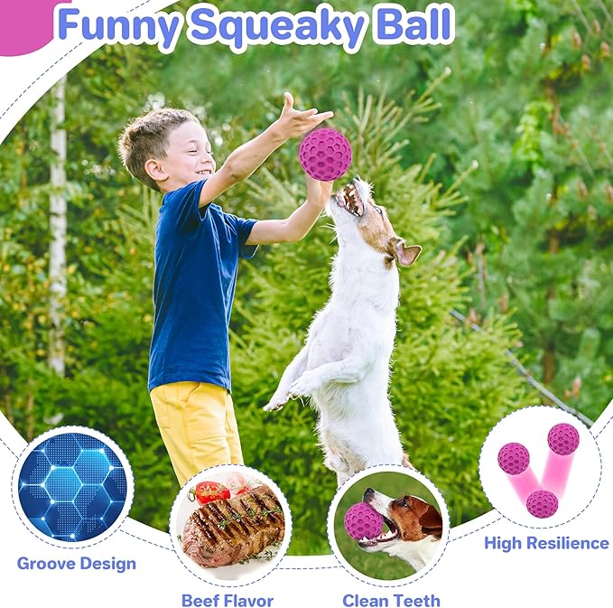 Interactive Squeaky Dog Balls, Dog Toys for Aggressive Chewers Large Breed for Relieving Anxiety, Tough Dog Chew Toys Balls for Aggressive Chewers, Outdoor Squeaky Cognitive Dog Toys