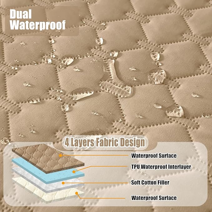 Smiry Waterproof Dog Bed Cover Blanket, Soft Reversible Pet Blanket, Washable Leakproof Cats Dogs Couch Cover for Sofa, Couch, Furniture (40x50 Inch, Camel/Beige)