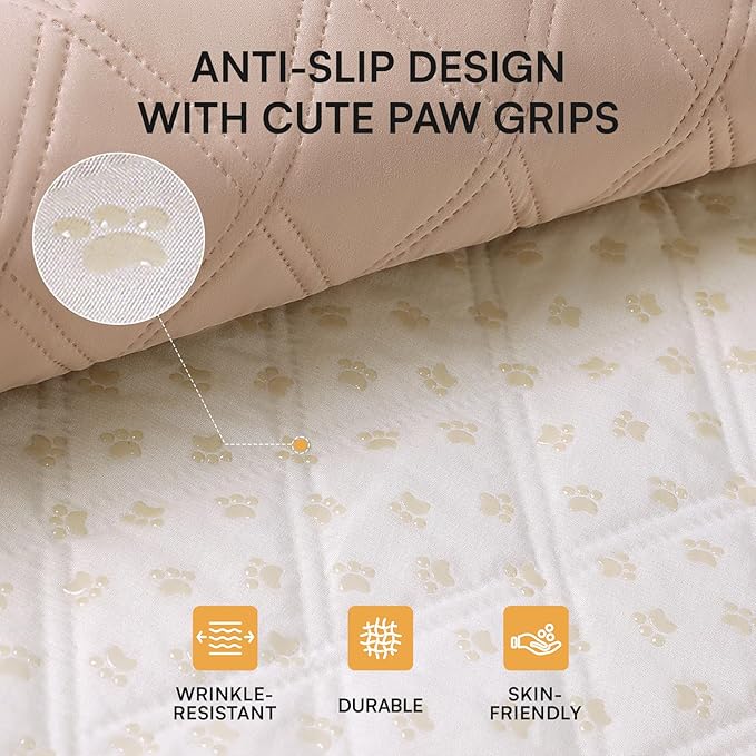 Luciphia 100% Waterproof Couch Cover Blanket for Dogs Anti-Slip Pet Couch Protector Sofa Mat Puppy Cat with Non-Slip Bottom, Beige, 52x82 Inch