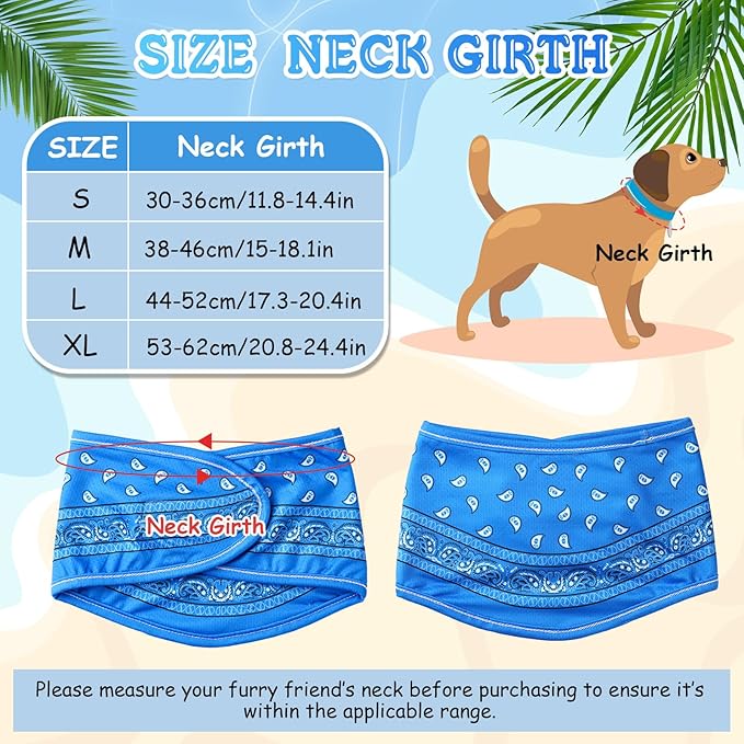 Talltalk 5 Pieces Dog Cooling Bandanas Neck Wraps Ice Scarf Pet Dog Cooling Collar Hunting Training Hiking Camping Accessories for Summer(Paisley,L)