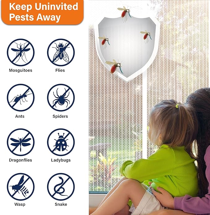 Magnetic Screen Door, Keep Bugs Out, Pet & Kid Friendly，Works with Front Doors, Sliding Doors,Fit Door Size 36 x 78 Inches White