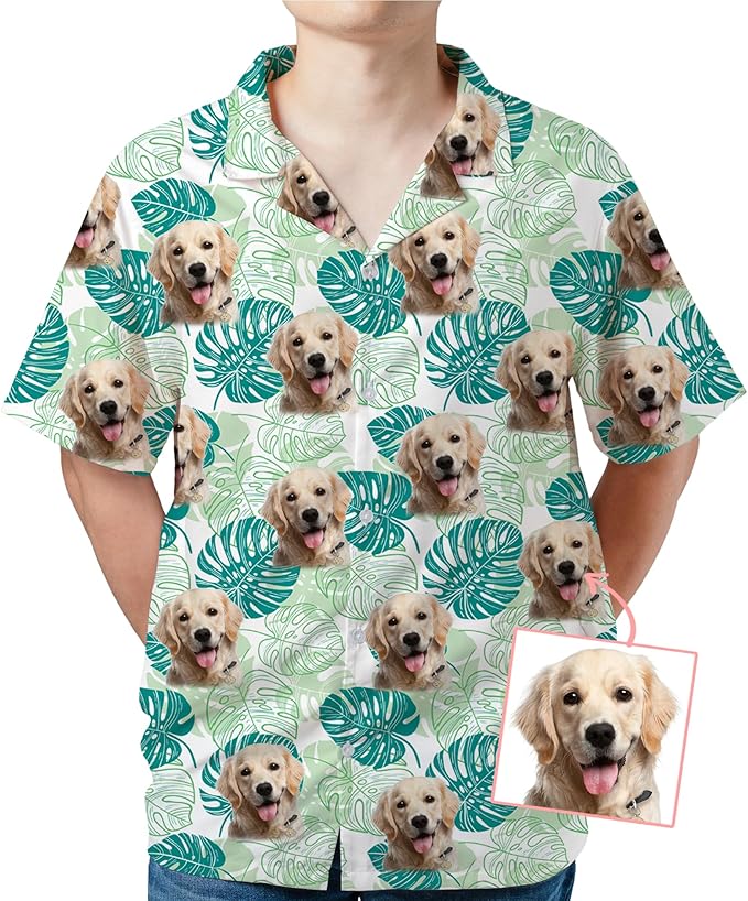 DILYPOD Custom Hawaiian Shirt with Face, Personalized Button Down Hawaiian Shirts for Men, Women, Photo Hawaiians Shirt