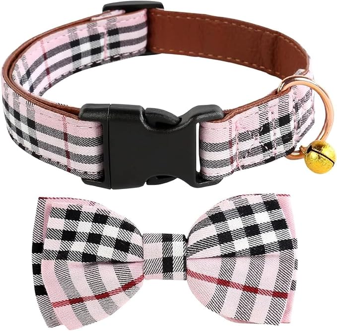 Yizepet Dog Collar with Bow Tie- Adjustable pet Collar for Dogs with Plastic Buckle Collar, Stylish Pattern for Small Medium or Large Boy and Girl Dog and Cat