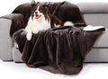 gogobunny Waterproof Bed Blanket, Reversible Sherpa Fleece Throw Blanket for Dog Puppy Cat, Furniture Cover Protects Bed Couch Sofa from Liquid Pee and Pet Fur (Dark Brown, 90x90 inches)