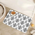 Vintage Damask Flower Dog Cat Food Mat,White Black Floral Absorbent Pet Feeding Mat for Food and Water,Non-Slip Dog Bowl Mats Floor Protector 12"x20"