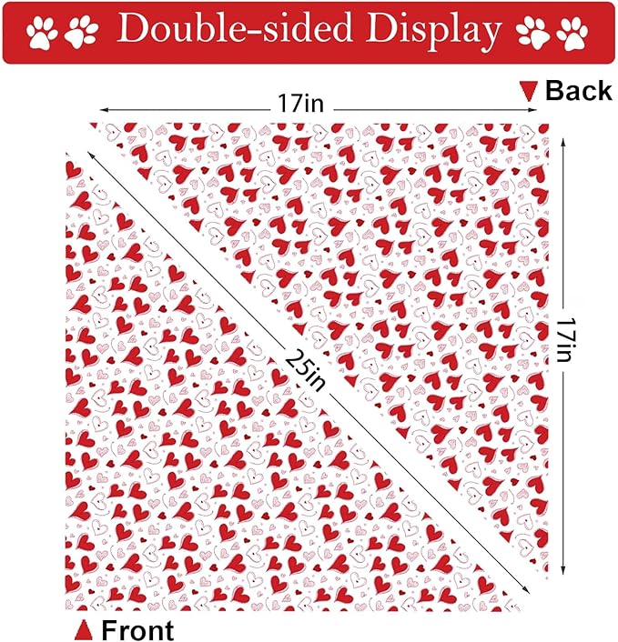 Heart Dog Bandana, 2 Pack Adjustable Holiday Party Birthday Pets Heart Bandana Triangle Bibs Cat Scarf Set