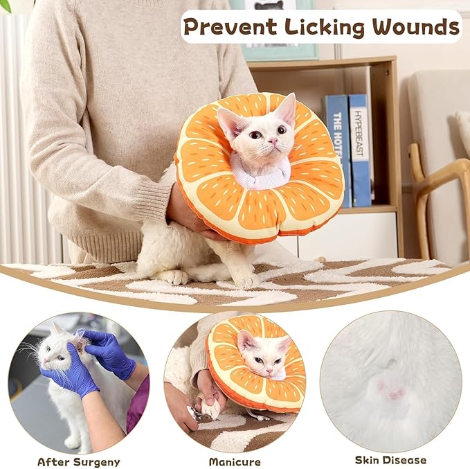 Cat Cone Collar Soft, Medium Waterproof Cat Recovery Collar for Wound Healing After Surgery or Neutering Alternative to Elizabethan Collars Medical Neck Cone for Cats and Puppies