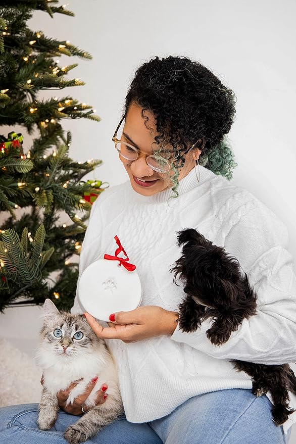 Pearhead Pawprints 2-Pack Christmas Ornament, DIY No Mess Pet Paw Print Holiday Clay Keepsake Kit, Dog or Cat Stocking Stuffer Gift