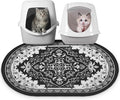 Bienbee Cat Litter Mat, 33" x 22" Large Size Litter Box Mat Rug with Non-Slip Bottom,Urine and Water Proof, Easy to Clean Cat Supplies Essentials for Indoor Kitty Kitten Floor, Black L
