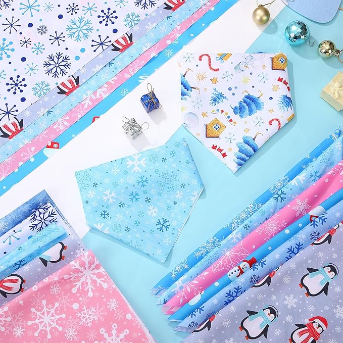 Weewooday 50 Pcs Winter Bandanas Bulk for Dogs Snowflake Cats Bandanas Charm Soft Triangle Bibs Adjustable Scarf for Small Medium Large Pets Winter Costume(19.7 x 13.8 x 13.8 Inch)