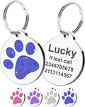Dog Tags Personalized for Pets Dog Name Tags Personalized Dog Tag Engraved with Any Name & Text Custom Dog ID Tags Glitter Bone ID Tag for Puppy Cat (Blue-Round, S)