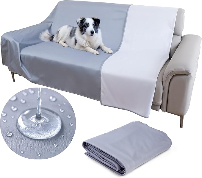 SILLY LEGACY Thin Reversible Waterproof Protective Cover or Liner for Bed or Couch (Queen Size, 96 x 82 inch), for Dogs and Cats, Babies; Incontinence, Dirt, Drool
