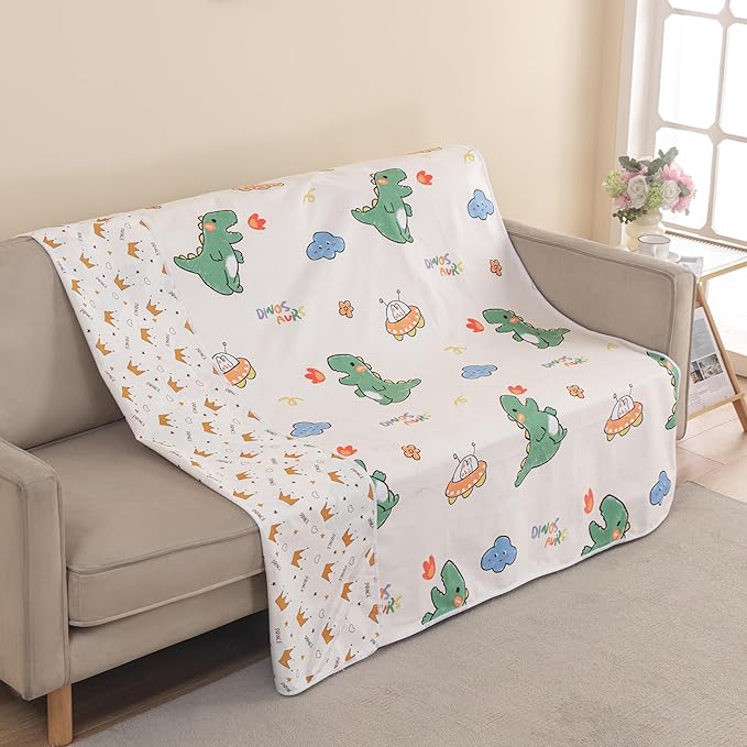 WenBags Waterproof Dog Bed Cover 60 * 80 Inches Throw Size,Pet Hair Resistant Reversible Couch Cover Mattress Protector,Leakproof Bed Liner/Sheet/Blanket for Adults Elderly Pets,Cute Dinosaurs