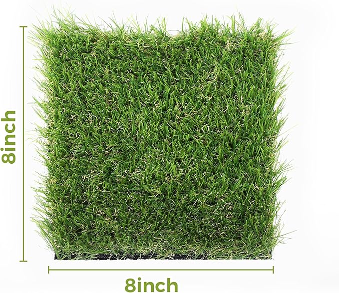 Artificial Grass Rug Indoor Outdoor, 8 x 8Inch Faux Grass Turf Sample, Realistic Artificial Lawn Rug Dog Pets Mat, Turf Carpet for Garden Lawn Landscape Balcony Patio Backyard Easter Decor