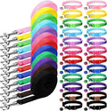 Amylove 48 Pcs Dog Collar and Leash Set, Polypropylene Adjustable Puppy Collars for Medium Dogs Small Pet Puppy Walking Training with Hook and Buckle(Multicolor,Solid Pattern)