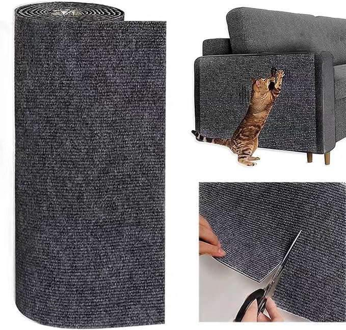 SHENGOCASE 157.5"x15.8" Trimmable Self-Adhesive Carpet Mat Pad Replacement for Cat Tree Shelf Shelves, Cat Wall Furniture Steps, Carpet Scratching Post Scratcher Couch Protector (Dark Grey)