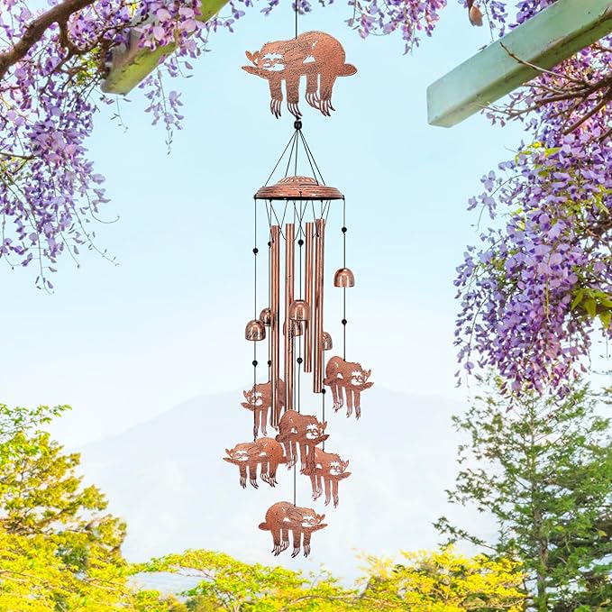 Sloth Wind Chimes for Outside,Sloth Gifts for Women/Men/Sympathy Gift/Memorial Gifts/Birthday Festival Metal windchimes Outdoors/Indoors,Patio Decor,Garden Decor,Home,Yard