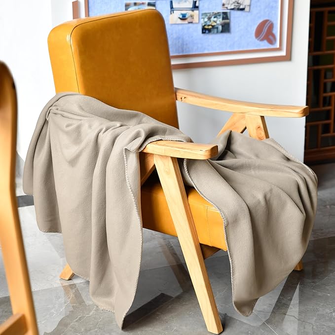 Fleece Throw Blankets Bulk Fleece Blankets Solid Wholesale Lightweight Warm Soft for Pet Bed Sofa Couch Office Wedding Gifts Travel Seasons Beige and Pink 50x60 Inches Pack of 6