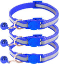 3 Pack Reflective and Breakaway Cat Collars with Bells，Adjustable Kitten Collars from 7.5 to 12.5 Inches, Ideal of Kitten Collar, Suitable for Girls and Boys (Navy Blue)