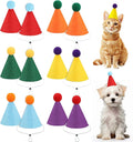 12 PCS Mini Party Hats for Stuffed Animals Birthday Felt Cone Hat with Pompom Adjustable Pets Birthday Party Hats for Assorted Animal Dog Cat Rabbit Puppies Costume Accessories Decor