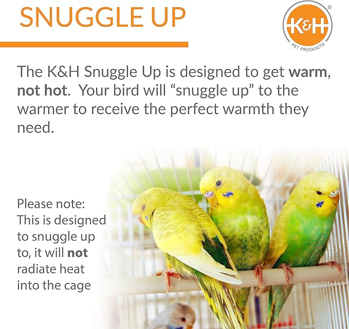 K&H Pet Products Snuggle-Up Bird Cage Heater, Bird Cage Accessory, Exotic Avian Warming Panel for Small Exotics Like Parakeet, Cockatiel, Canary - Small 5 X 3in Gray 12V