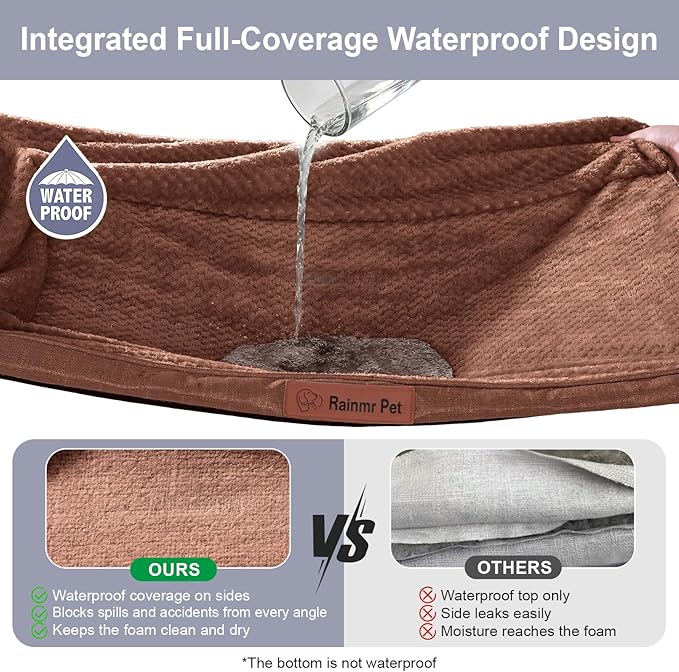 Orthopedic Dog Bed Medium Size Dog, Memory Foam Dogs Bed for Medium Dogs, Washable Removable Cover, Nonskid Bottom, Waterproof, for Indoor, Outdoor, Crate ＆ Car Use, 35x23x6 Inches, Brown Grey