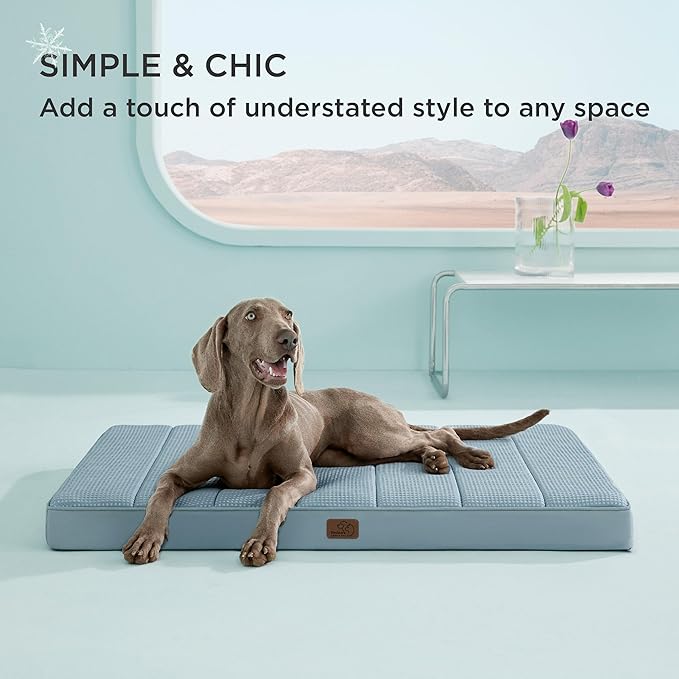 Bedsure Cooling Dog Beds Large Sized Dog - Extra-Large Comfy Flat Puppy Bed with Removable Washable Cover, Orthopedic Egg Crate Foam Pet Mat, Suitable for Pet Up to 100 lbs