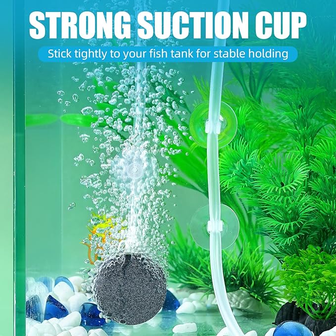 AQUANEAT Aquarium Suction Cups, for Fish Tank Airline Tubing, with Clips 3/16" air Hose Holder, 24pcs (Clear)
