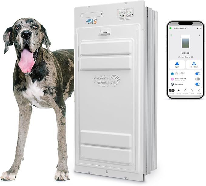 Power Pet® Automatic Roll-Up Pet Door by High Tech Pet – Motorized Vertical Door, Pet-Activated, WiFi App Control, Safety Sensor, Airtight Security, 24/7 Timers