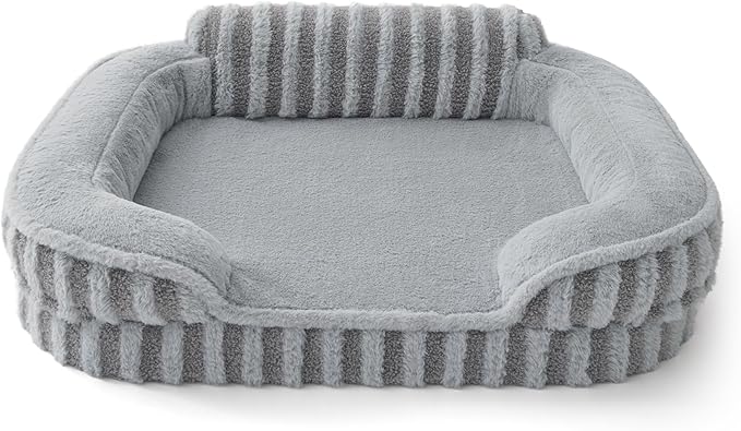LE SURE Cute Dog Bed Medium Size Dog, Orthopedic Waterproof Medium Pet Beds with Sides, High Back Non-Slip Bottom and Egg-Crate Foam Pet Couch Sofa with Washable Removable Cover, Grey