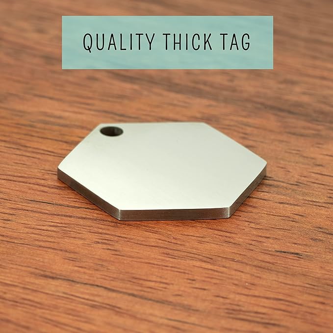 Ultra Joys Stainless Steel Pet ID Tag Dog Name Tags Personalized Front and Back Engraving, Customized Cat Tags, Optional Engraved on Both Sides, Hexagon Vine Design, Silver Small, Silver-hexagon-vine