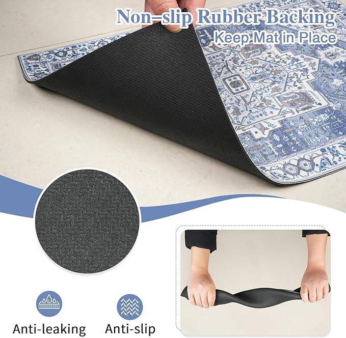 famibay Dog Food Mat, Absorbent Cat Dog Mats for Food and Water, No Stains Quick Dry Pet Cat Bowl Mats with Non Slip Backing, Boho Pet Feeding Mat for Floor Waterproof 12"x20"