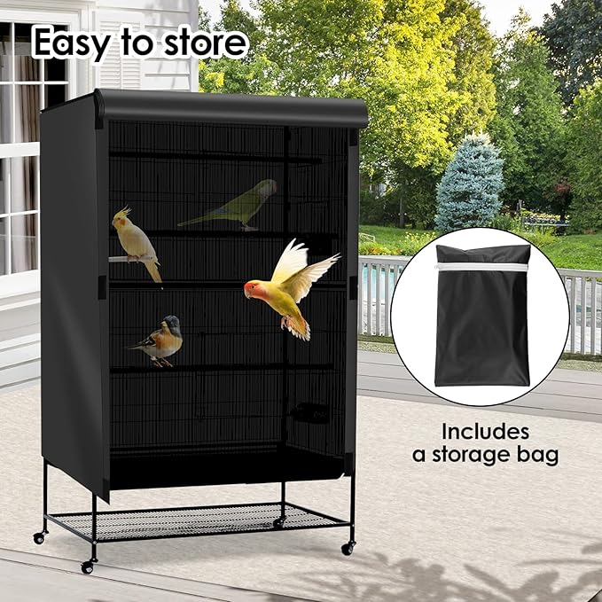 Bird Cage Cover - 210D Bird Cage Covers for Night Heavy Duty & Waterproof, Fade-Resistant Pet Cover Accessory for Parakeet, Parrot, Cockatiel and More Finches (L)