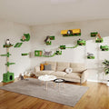 20-in-1 Cat Wall Shelves, Wall Mounted Cat Furniture w/Plush Fabric, Cat Climbing Wall System, 63''H Cat Tower w/Scratching Posts, Cats Shelf with 40''L Tunnel, Condos, House, Step and Ladder