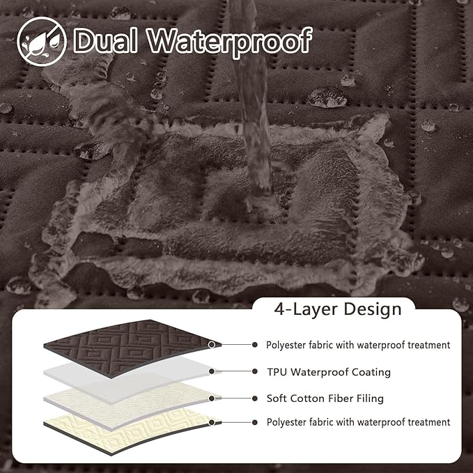 hyha Waterproof Dog Blanket, Soft Dog Bed Cover Pet Blankets, Waterproof Sofa Couch Cover for Dogs Washable, Reversible Pet Couch Covers for Sofa Furniture (68x82 Inch, Chocolate/Beige)